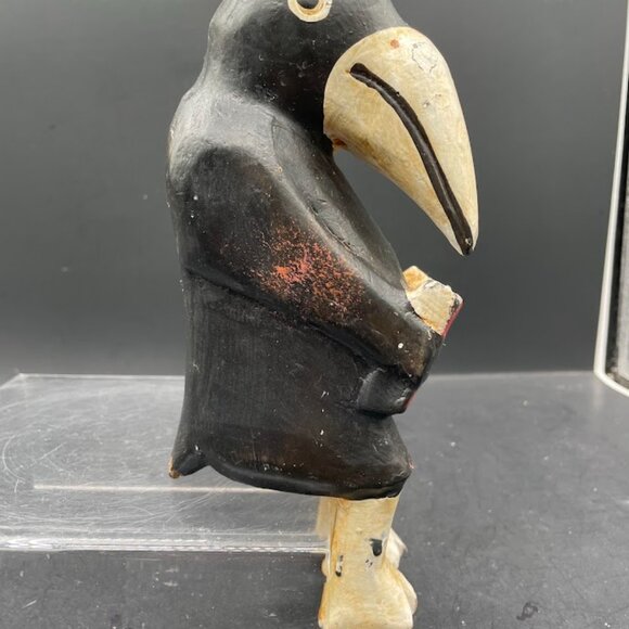 Wood Folk Art Raven Crow Shelf Sitter Reading Flying for Beginners Bermuda Trade - Picture 5 of 10
